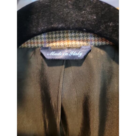 David Chu Wool Cashmere Blazer Sport Coat Sz 46 Tan Men's Plaid - Picture 8 of 14